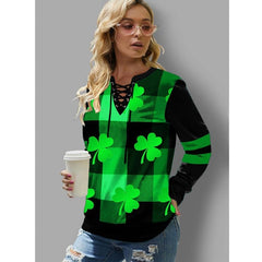 Autumn Print Lace Loose Sweater for Women