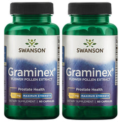 Swanson Maximum Strength Graminex Flower Pollen Extract - Supports Prostate Health Urinary Tract Function and Kidney Health - Mens Health Supplement - (60 Capsules 500mg Each) (2 Pack)