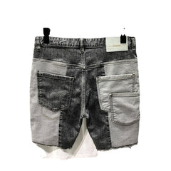 Summer Gray Denim Patchwork Plaid Hip-Hop Shorts