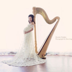Maternity Photography Props Lace Wedding Dress Gown