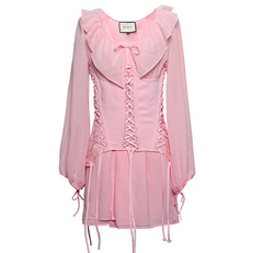 Ruffled Waistband V-Neck Dress