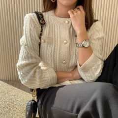 Korean Style Pearl Button Knit Cardigan for Women