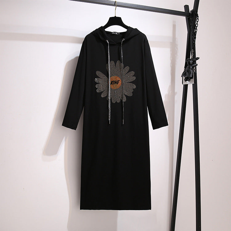 2020 Plus Size Women's Long Sleeve Hoodie Dress