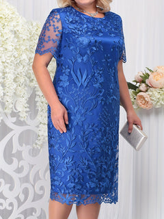 Plus Size Spring Summer Women's Lace Cocktail Dress