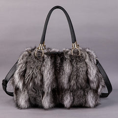 Luxury Fox Fur & Cowhide Mink Ladies Bag (Large Capacity)