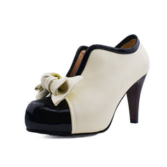 Women's Color Block High Heels with Bow Design