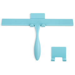 Squeegee for Shower Glass Door 11-Inch Shower Squeegee for Glass Doors Bathroom Silicone Squeegees Wiper for Shower with Non-Slip Handle No-Drilling Silicone Hanging Hook for Tiles (Blue)