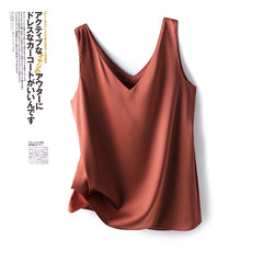 Versatile Women's Solid Silk Satin Tank Top