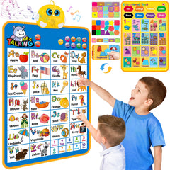 Electronic Alphabet Wall Chart Talking ABC 123s Music Poster Kids Learning Toys for Toddlers 1-3 Interactive Educational Toddler Toy Birthday Gifts for Age 1 2 3 4 5 Year Old Boys Girls - Blue