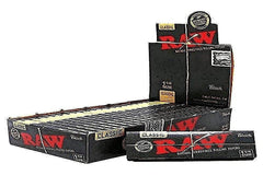 RAW Classic 1 1/4 Size Natural Unrefined Ultra Thin 79mm Rolling Papers Black 24 Count