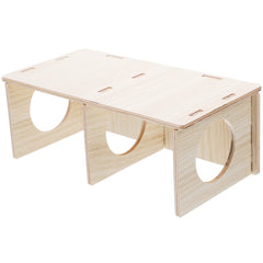 Ipetboom Chamber Hamster House Wooden Hut Hideout Multi Chamber Hamster House Maze Multi-Room Hideouts for Hamsters Guinea Pigs Pigs and Other Small Animals Three Bedroom