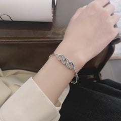 S925 Sterling Silver Retro Splicing Chain Bracelet for Women
