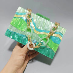 Colorful Stripes Acrylic Handbag - Women's Evening Clutch