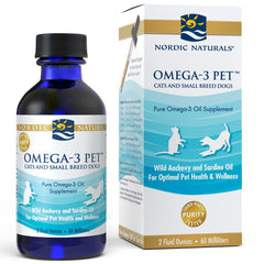 Nordic Naturals Omega-3 Pet Unflavored - 2 oz - 304 mg Omega-3 Per One mL - Fish Oil for Small Dogs & Cats with EPA & DHA - Promotes Heart Skin Coat Joint & Immune Health