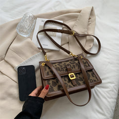 Retro Leopard Print Small Square Bag for Women