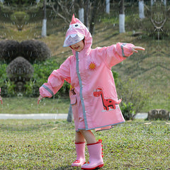 Reflective Dinosaur Raincoat for Kids with Backpack Slot