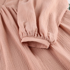 Autumn Long Sleeve Sleep Dress with V-Neck for Women