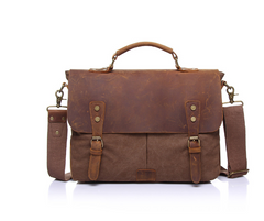 Men's Canvas Messenger Bag, Shoulder Briefcase
