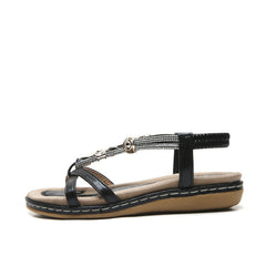 Bohemian Flat Sandals with Rhinestone Accents