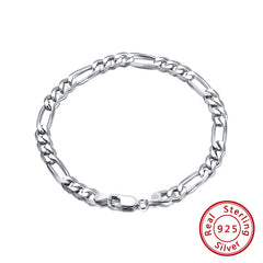 S925 Sterling Silver 5mm Figaro Chain Choker Bracelet