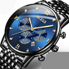 Waterproof Multi-function Chronograph Quartz Watch with Light
