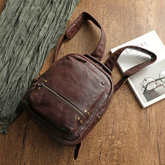 Cowhide Backpack with Wash Water Wax Polishing