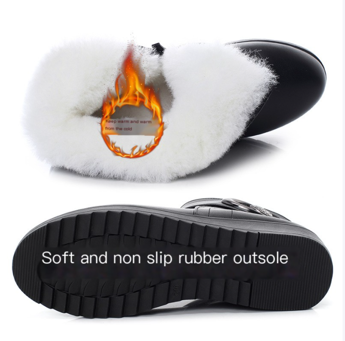 Winter Wool Non-Slip Flat Cotton Shoes for Women