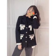 Chic Bow Knot Wool Coat for Winter - Youthful Design