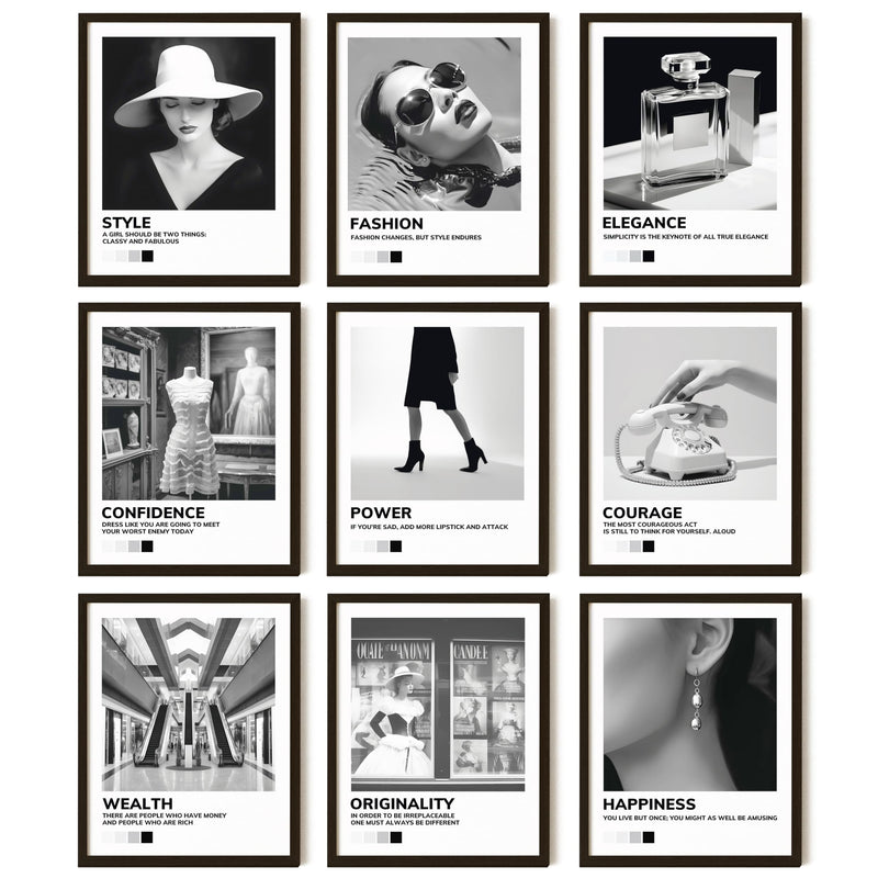 97 Decor Boujee Room Decor - Black And White Wall Art Posters Black And White Pictures for Wall Decor Vintage Fashion Prints Photos Artwork Black Room Decorations for Women (8x10 UNFRAMED)