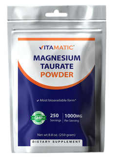 Vitamatic Magnesium Taurate 1000mg per Serving Supports Muscle Joint and Heart Health 250 Grams - 250 Servings
