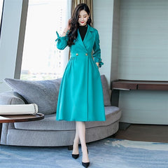 Women's Mid-Length Korean Style Double-Breasted Coat