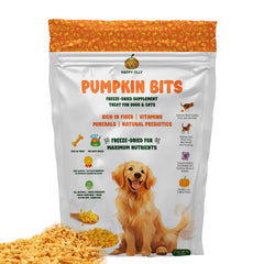 Happy Olly Pumpkin Treats for Dogs Digestion 2oz - Freeze Dried Pumpkin Treats/Topper Reduce Dog Diarrhea and Scotting - Natural Single Ingredient Pure Pumpkin for Dogs - Prebiotics & Fiber
