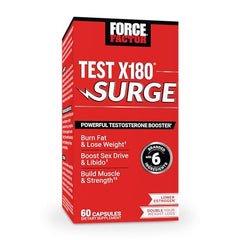 Force Factor Test X180 Surge Testosterone Support for Men Male Vitality Enhancing Supplement Promote Muscle & Strength Support Weight Boost Long-Lasting Energy 60 Capsules