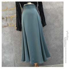 A-Line High Waist Slimming Midi Skirt with Zipper