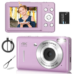 Digital Camera FHD 1080P Digital Camera for Kids Vintage Digital Camera with 16X Zoom Face Detect Smile Capture Anti Shake Compact Point and Shoot Camera Small Camera for Teens Purple