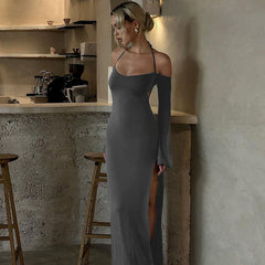 Fable Dress - Stylish Backless Solid Color Midi Dress