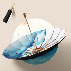 Retro Windproof UV-Resistant 16-Rib Folding Umbrella