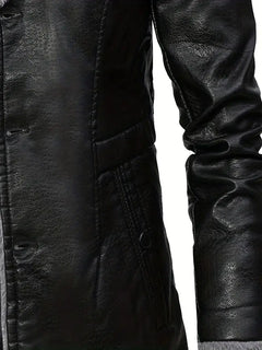 Plus Size Men's Faux Leather Business Coat for Winter