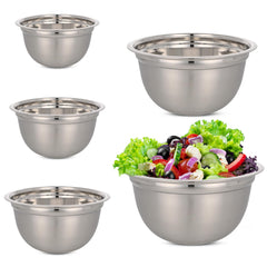 EHOMEA2Z Stainless Steel Mixing Bowls Set Deep Mixing BowlsDurable StackableFood-Grade SafeRust and Corrosion Resistant Mixing Bowls Stainless SteelFood Prep (5Pc Set)