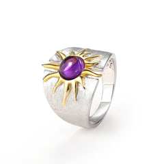 Natural Topaz Amethyst Ring in 925 Silver