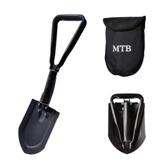 Military Folding Shovel Camping ShovelHigh Carbon Steel Entrenching Tool w/Wood Saw Edge and Tactical Carry Case 22.8 Inch Black