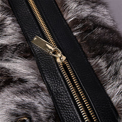 Luxury Fox Fur & Cowhide Mink Ladies Bag (Large Capacity)