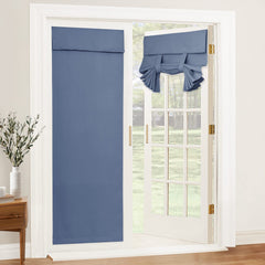 RYB HOME 2 Panels Front Door Curtains - Thermal Insulated Curtain for Tricia Window Decor Room Darkening Drapery for Double French Door Glass Door Curtains Full Privacy 26 x 69 Stone Blue
