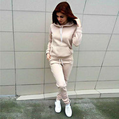 Women's Casual Sports Set - Hooded Long Sleeve Outfit