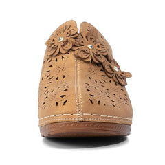 Women's PU Leather Round Head Slip-On Clogs Shoes