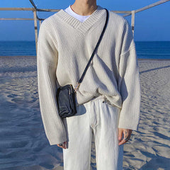 Korean Trend V-neck Sweater for Casual Wear