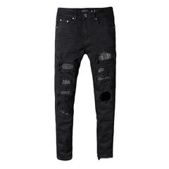 Black Cat Whiskered Denim Jeans