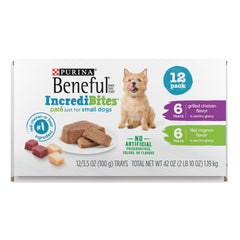 Beneful IncrediBites Grilled Chicken Flavor and Filet Mignon Flavor Wet Food for Small Dogs Variety Pack - 3.5 Ounce (Pack of 12)