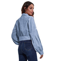 Women's Corduroy Lantern Sleeve Jacket for Fall/Winter