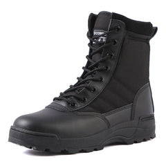 Tactical Black High-Top Combat Boots for Outdoors